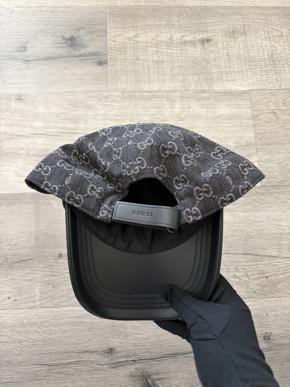 Gucci GG Black Monogram Baseball Cap Hat Size Medium